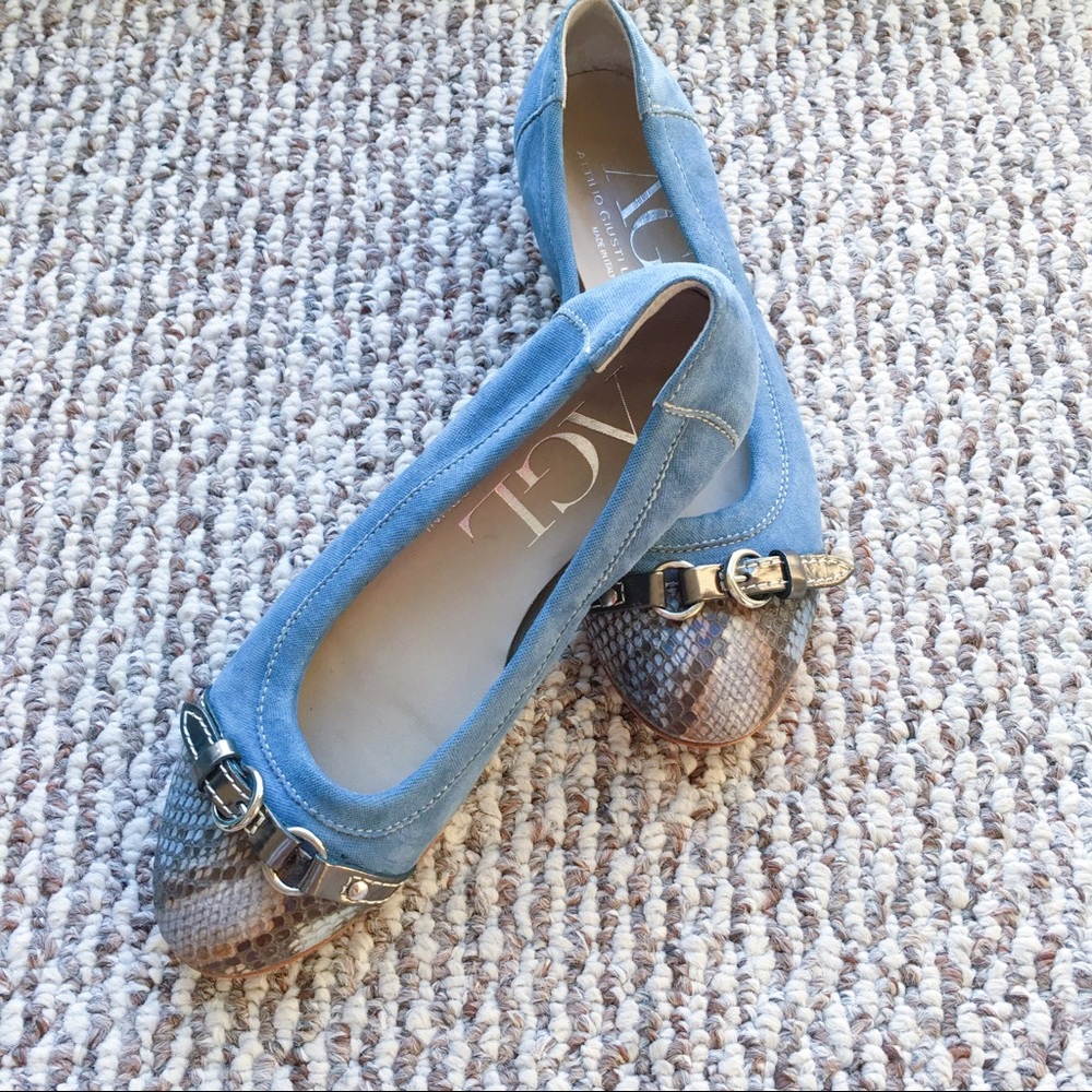 Attilio Giusti Leombruni Snakeskin denim ballet